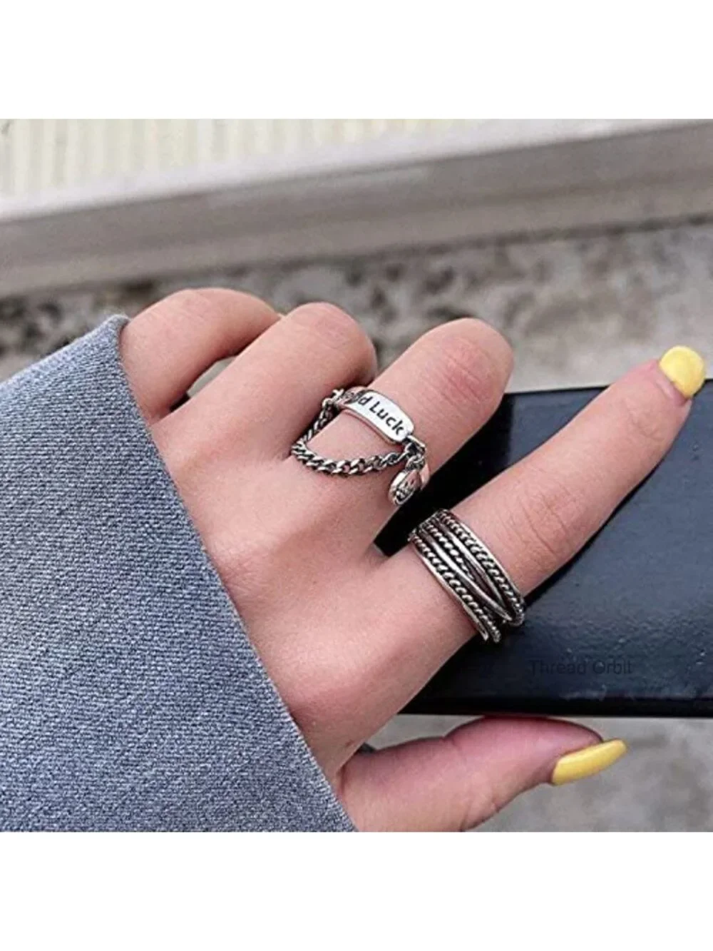 17 Pc Punk Chain Stackable Rings Set Silver Vintage Knuckle Rings for Women